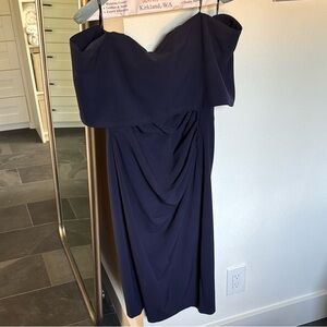 Vince Camuto Women's Navy Off Shoulder Midi Cocktail Dress size 6